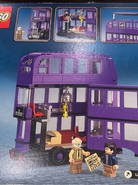 Lego Purple Double-Decker Bus with Minifigures